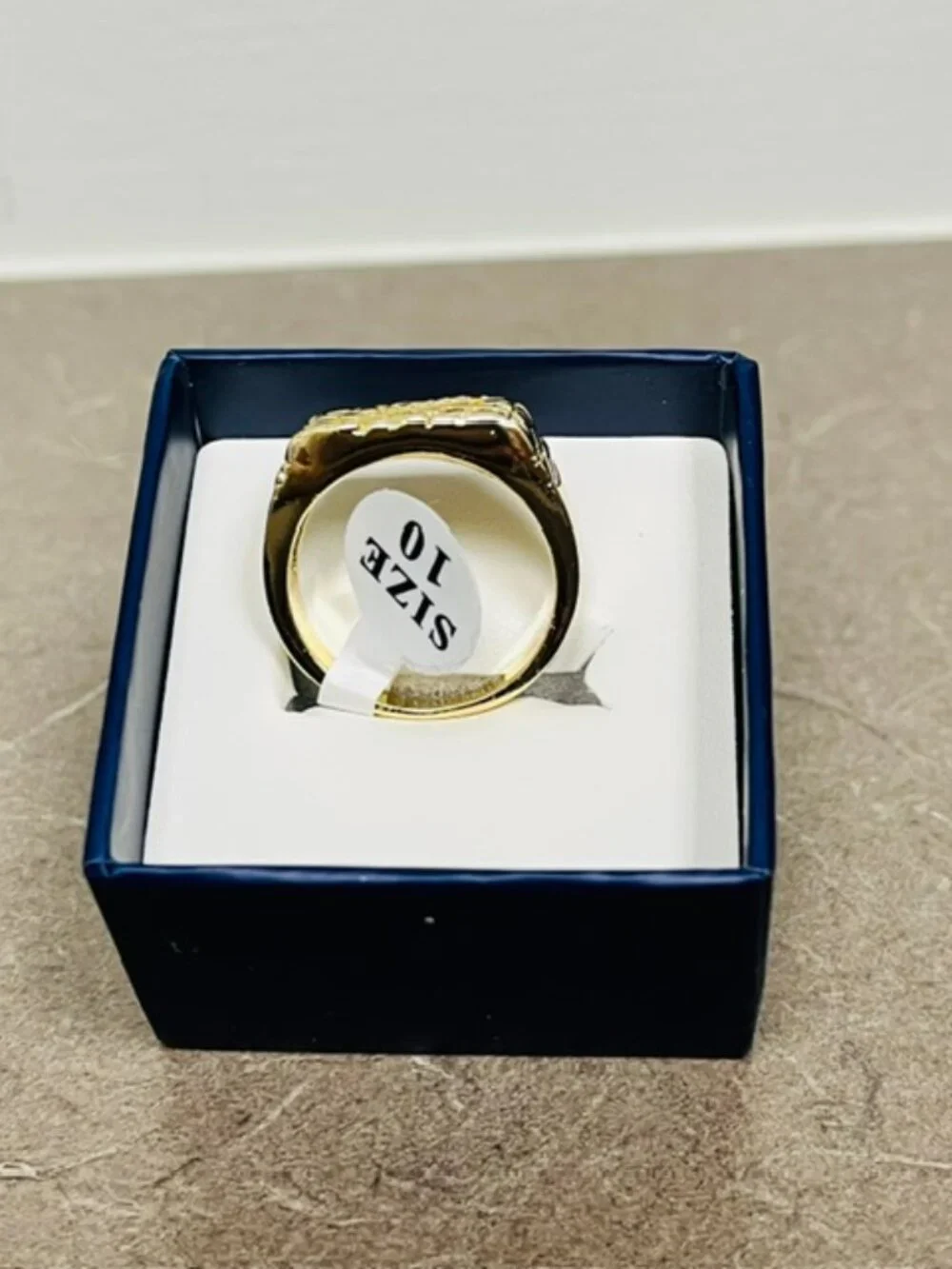 14 KT GOLD PLATED DESIGNER DIAMOND NUGGET RING SIZES 10